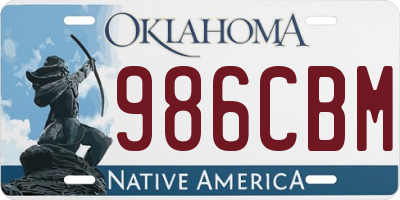 OK license plate 986CBM