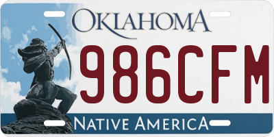 OK license plate 986CFM