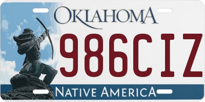 OK license plate 986CIZ