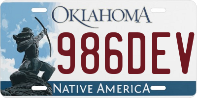 OK license plate 986DEV