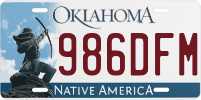 OK license plate 986DFM