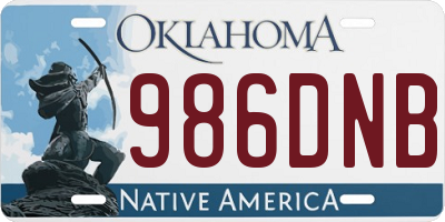 OK license plate 986DNB