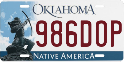 OK license plate 986DOP