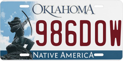 OK license plate 986DOW