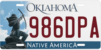 OK license plate 986DPA
