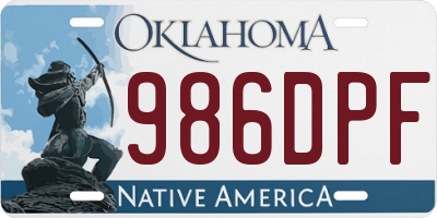OK license plate 986DPF