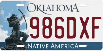 OK license plate 986DXF