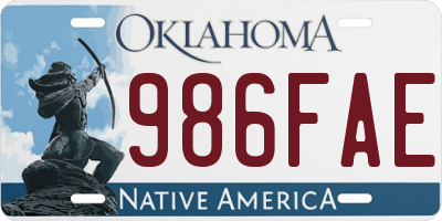 OK license plate 986FAE