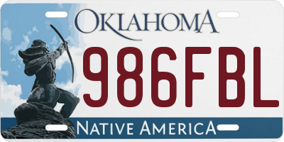 OK license plate 986FBL