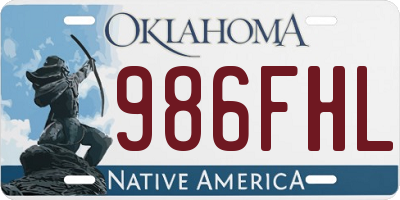 OK license plate 986FHL