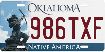 OK license plate 986TXF