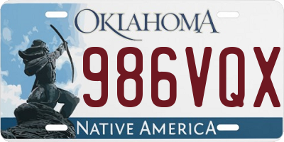 OK license plate 986VQX