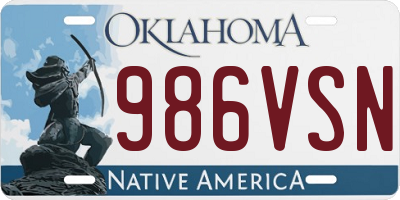 OK license plate 986VSN