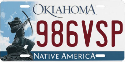 OK license plate 986VSP