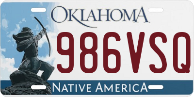 OK license plate 986VSQ