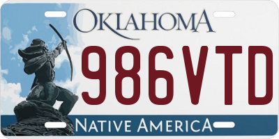 OK license plate 986VTD