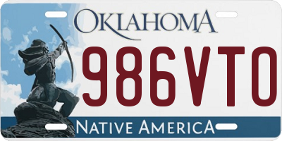 OK license plate 986VTO