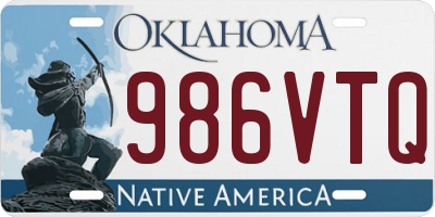 OK license plate 986VTQ
