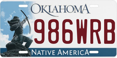 OK license plate 986WRB