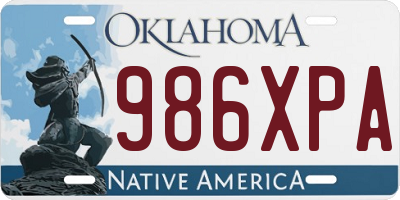 OK license plate 986XPA