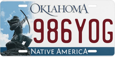 OK license plate 986YOG