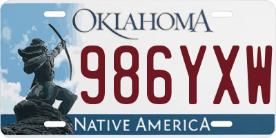 OK license plate 986YXW
