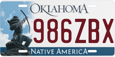 OK license plate 986ZBX