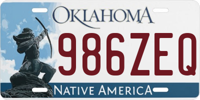 OK license plate 986ZEQ