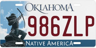 OK license plate 986ZLP