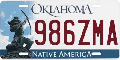 OK license plate 986ZMA