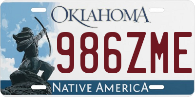 OK license plate 986ZME