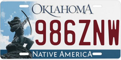 OK license plate 986ZNW