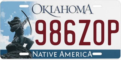 OK license plate 986ZOP