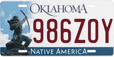 OK license plate 986ZOY
