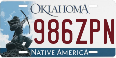 OK license plate 986ZPN