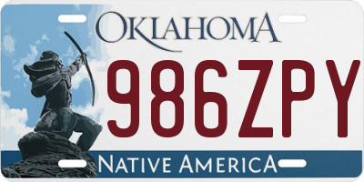 OK license plate 986ZPY