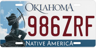 OK license plate 986ZRF