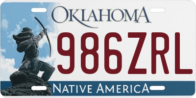 OK license plate 986ZRL