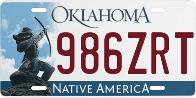 OK license plate 986ZRT