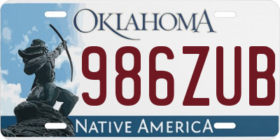 OK license plate 986ZUB