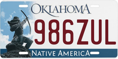 OK license plate 986ZUL