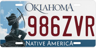 OK license plate 986ZVR