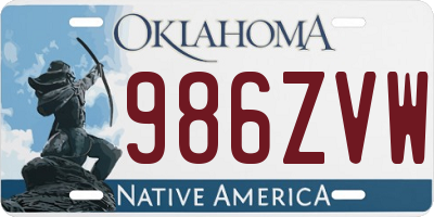 OK license plate 986ZVW