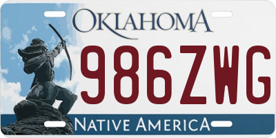 OK license plate 986ZWG