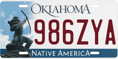 OK license plate 986ZYA