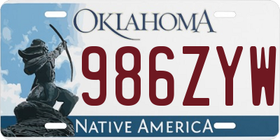 OK license plate 986ZYW