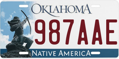 OK license plate 987AAE