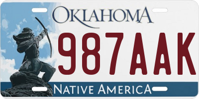 OK license plate 987AAK