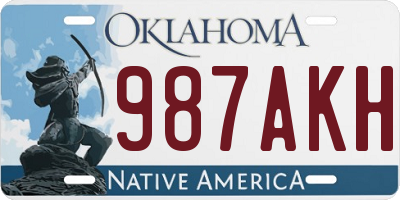 OK license plate 987AKH