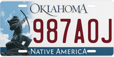 OK license plate 987AOJ